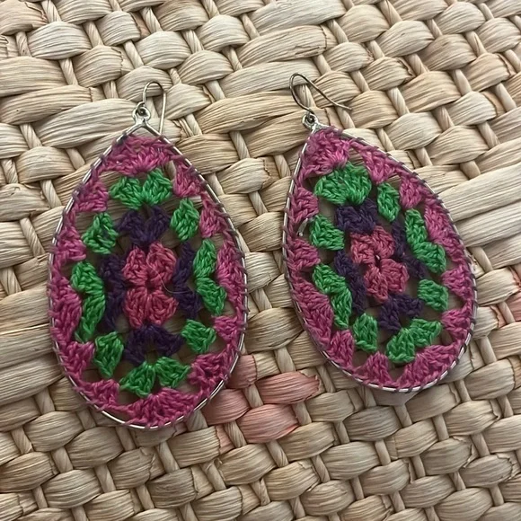 3 pairs of Boho Hippie Quirky Handmade Earrings- Beaded & Crochet Colorful Wood - Picture 4 of 6